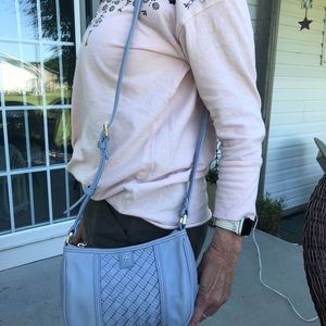 Cole Haan blue leather crossbody handbag